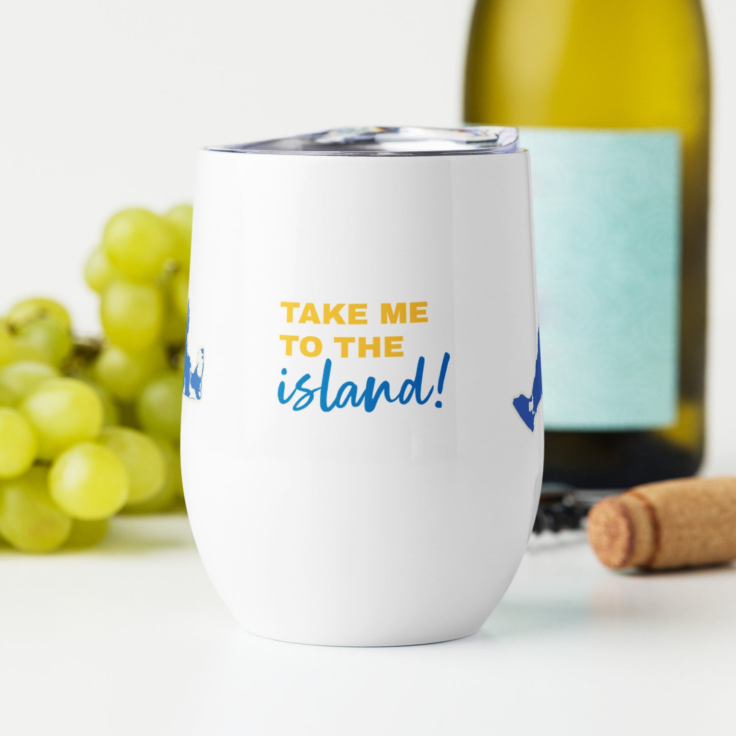 Take Me To The Island Wine tumbler