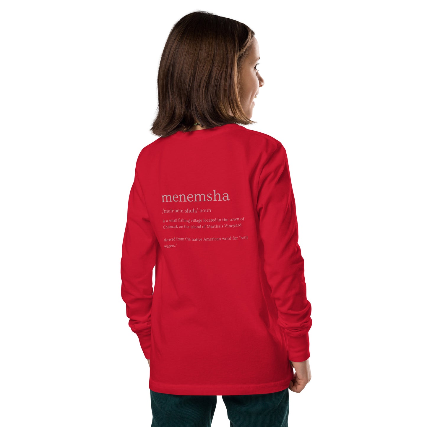 Menemsha Pink Youth long sleeve tee