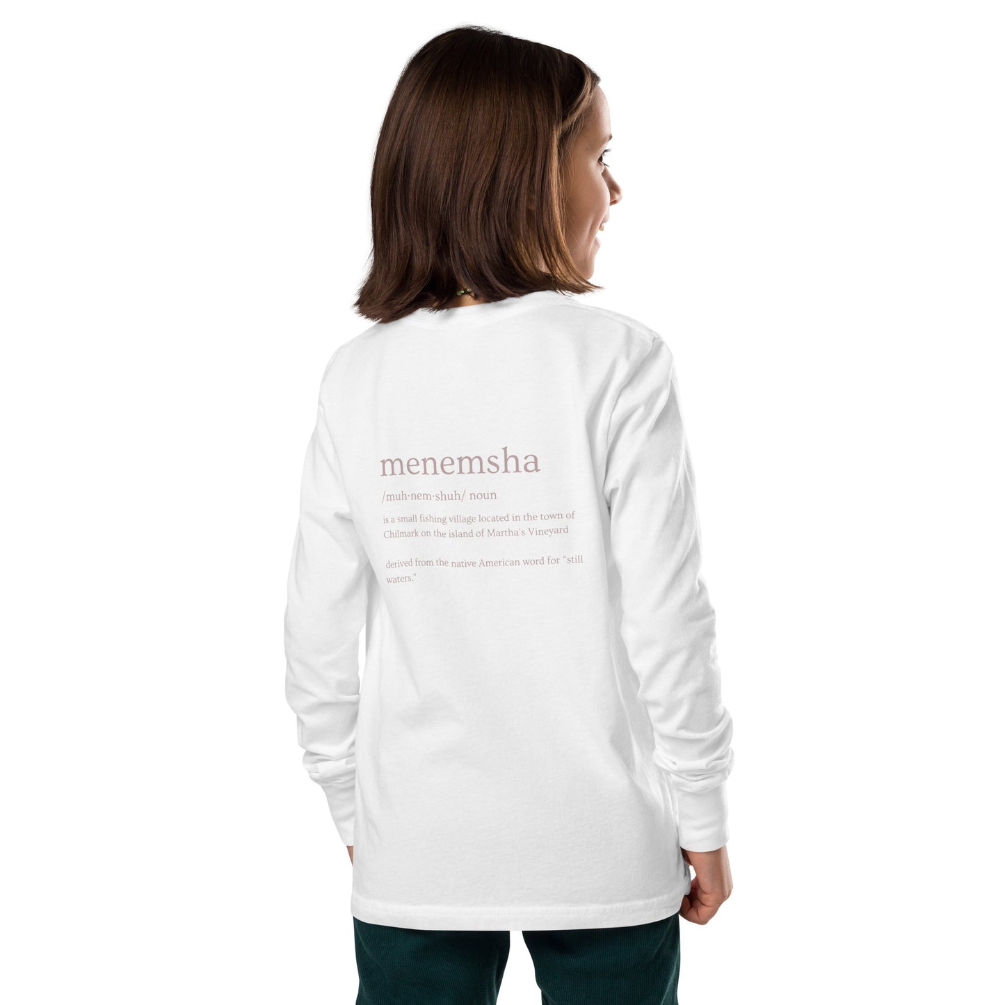 Menemsha Pink Youth long sleeve tee